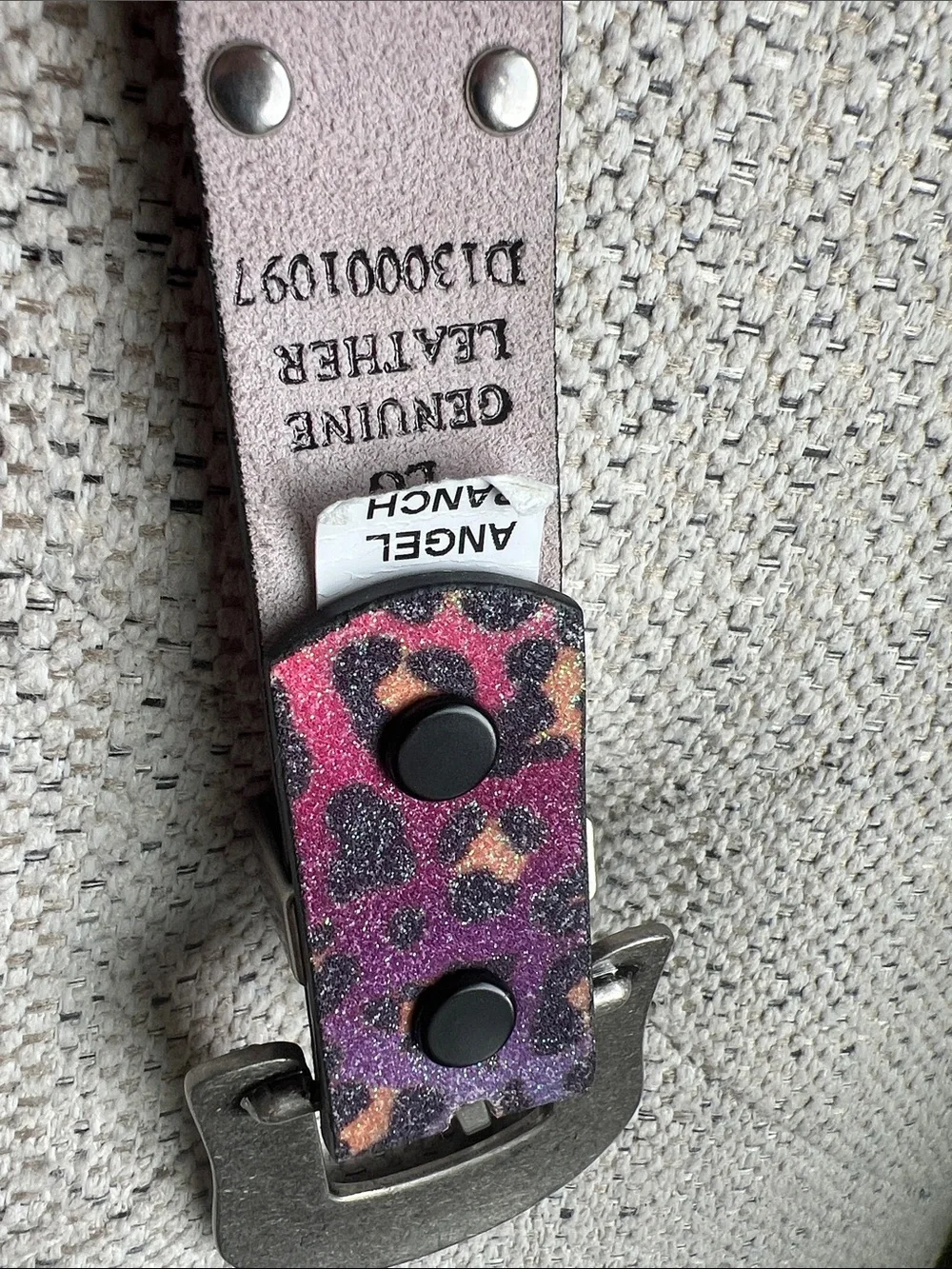 Kids Multicolor Leopard Print Studded Belt with Decorative Silver Buckle